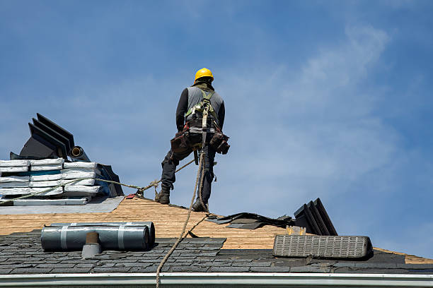 Professional Gutter Installation technician working in Mastic Beach, NY